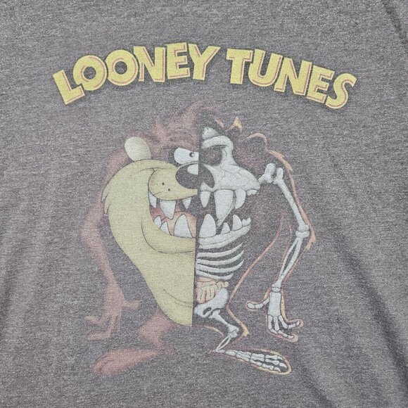 Looney Tunes Tasmanian Devil X Ray Taz Big Head T-Shirt Men's Size L Gray Retro - Picture 6 of 10